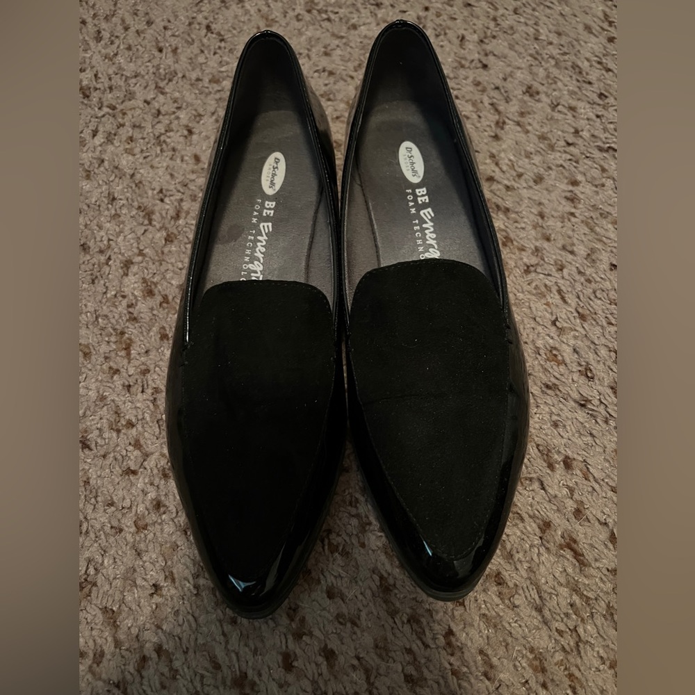 Dr Scholls Patent and Suede Look Loafer